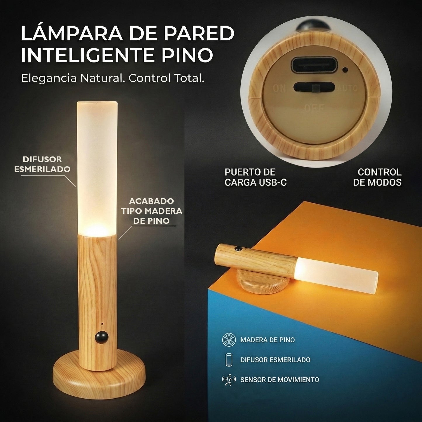 Lámpara GlowWood - Acabado en madera